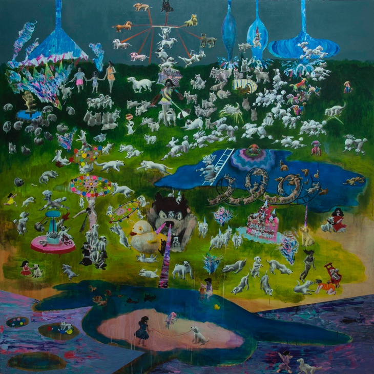The Pleasure Park II, Acrylic on canvas, 200x200cm, 2014-2015, collected by National Taiwan Museum of Fine Arts.